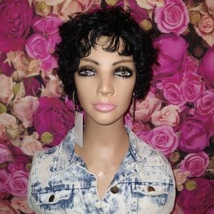 Curly virgin pixie wig
